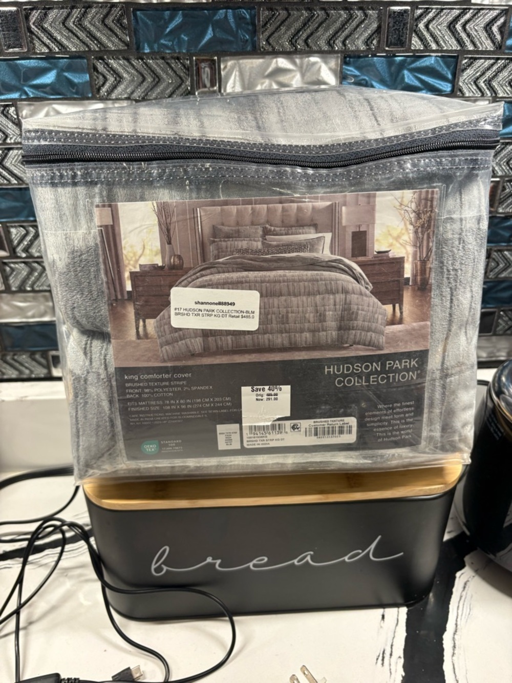 Hudson Jeans Hudson Park Collection Silver Gray Comforter Cover
